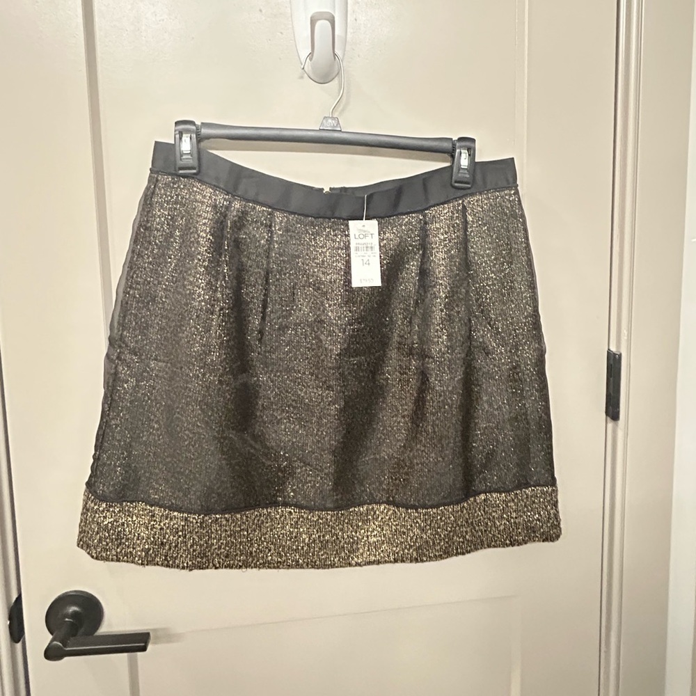 LOFT Black and Gold Mini Skirt